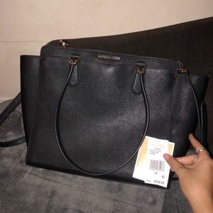 Black MK Large Leather Tote